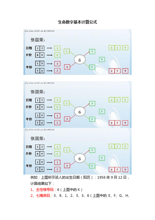 生命数字基本计算公式