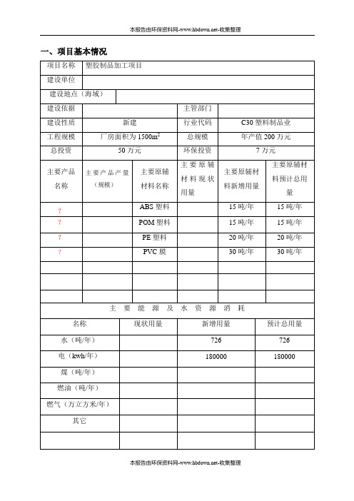 某塑胶有限公司环境影响评价报告书