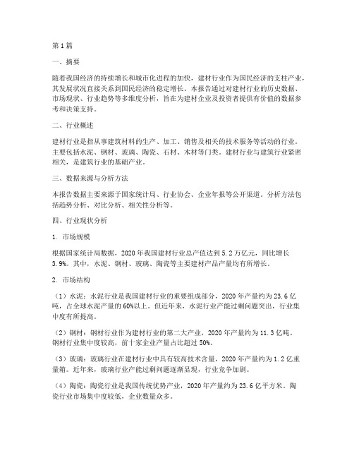 建材行业数据分析报告(3篇)