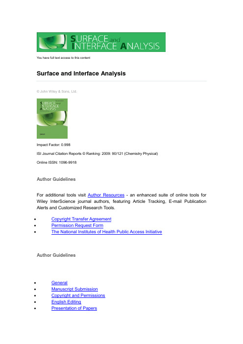 Surface and Interface Analysis  Handbook