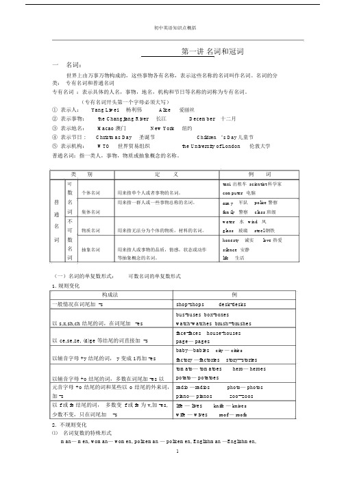 初中英语语法专题资料(含讲义与练习题)