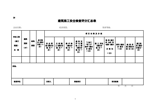 建筑施工安全检查评分汇总表(项目检查用)