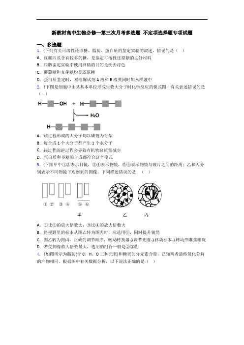 新教材高中生物必修一第三次月考多选题 不定项选择题专项试题