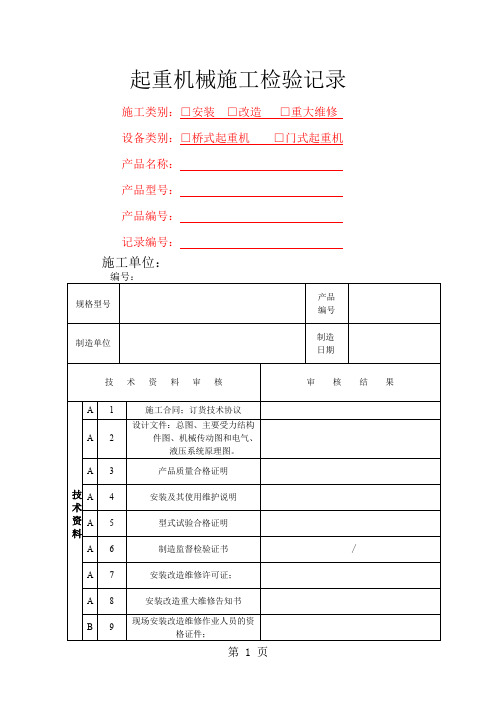 2019桥门式起重机监督检验自检记录word精品文档10页