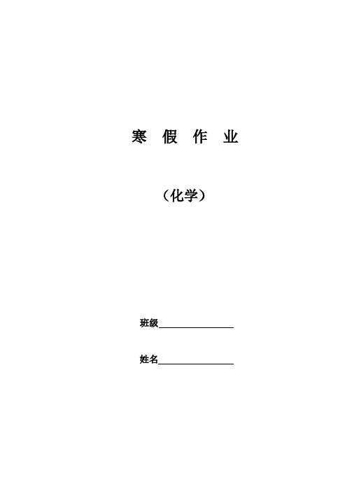 最新人教版九年级化学寒假作业