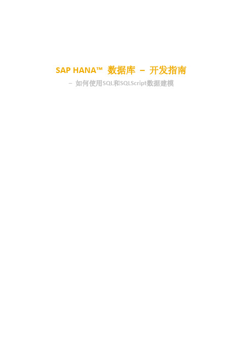 SAP HANA开发指南