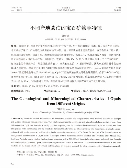 不同产地欧泊的宝石矿物学特征