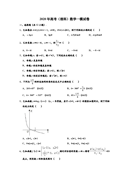 2020年江西省南昌二中高考(理科)数学第一次模拟测试试卷 含解析