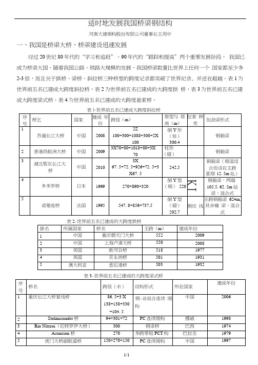 适时地发展我国桥梁钢结构