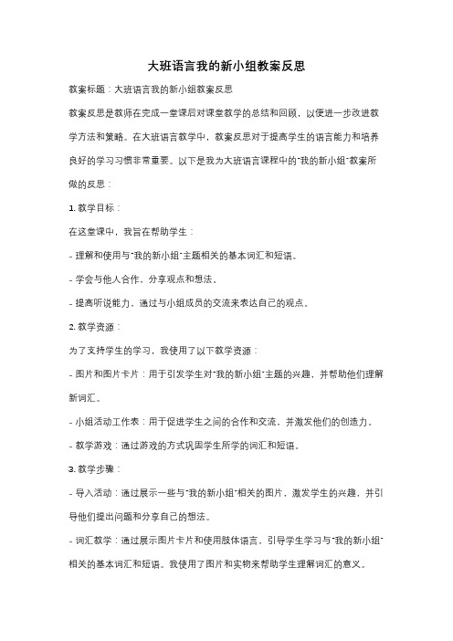 大班语言我的新小组教案反思