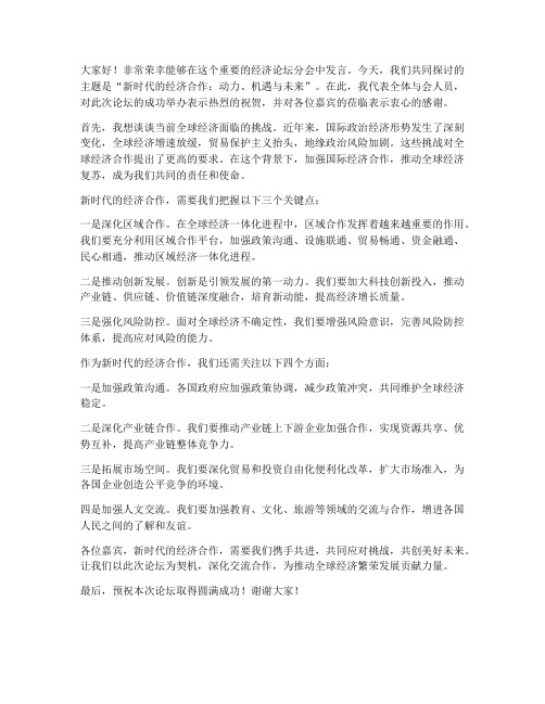 经济论坛分会发言稿范文