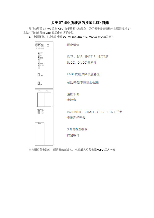 关于S7-400所涉及的指示LED问题