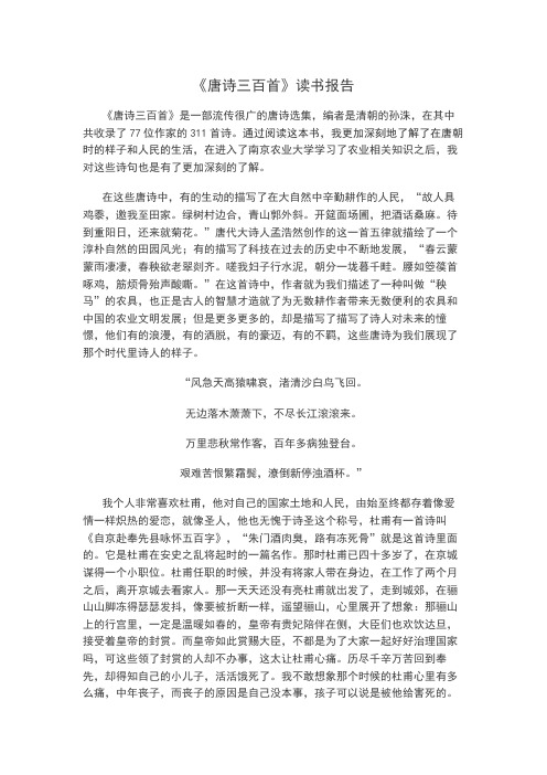 《唐诗三百首》读书报告