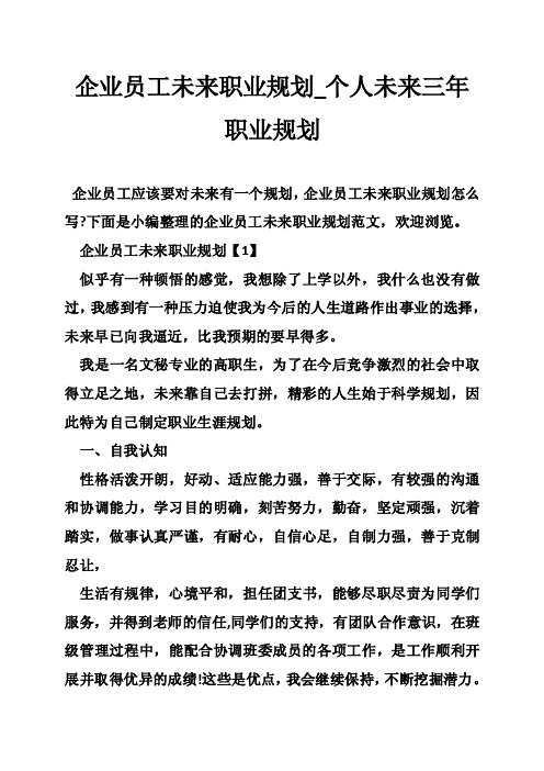 企业员工未来职业规划_个人未来三年职业规划