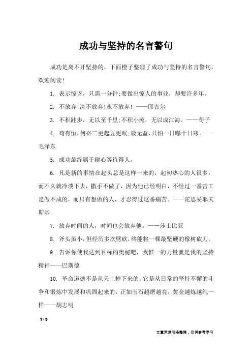 成功与坚持的名言警句_名人名言