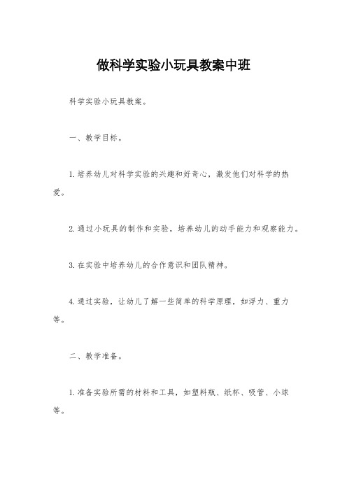 做科学实验小玩具教案中班