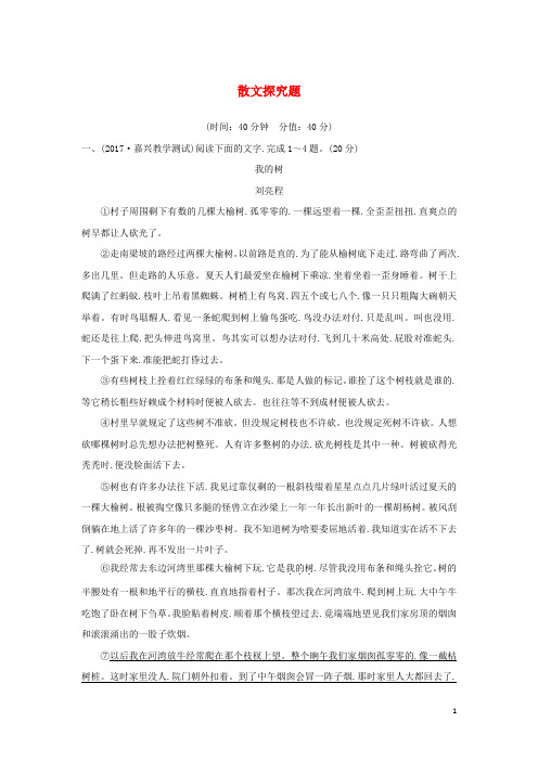 浙江专用2020版高考语文总复习现代文阅读9散文探究题精练含解