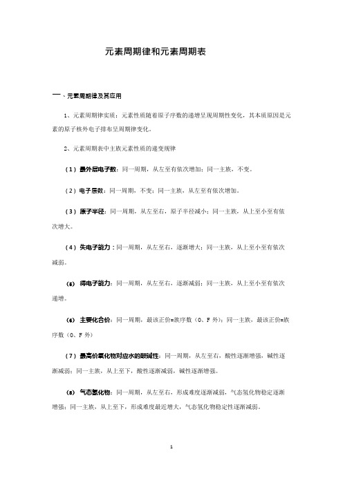 (完整版)元素周期律和元素周期表知识总结(可编辑修改word版)