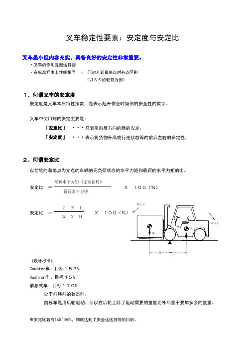 叉车稳定性要素:安定度与安定比