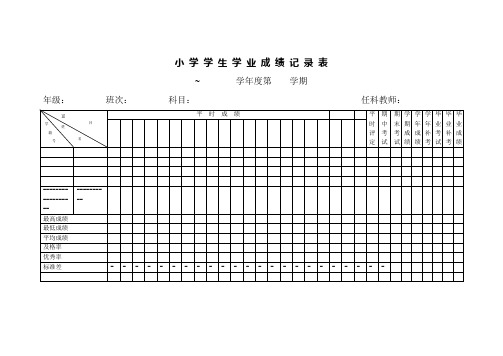 小学学生学业成绩记录表~