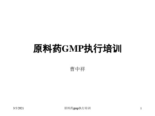 原料药gmp执行培训课件