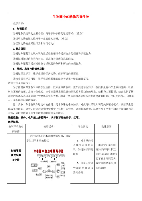 济南初中生物七上《2.2第2章 生物圈中的动物》word教案