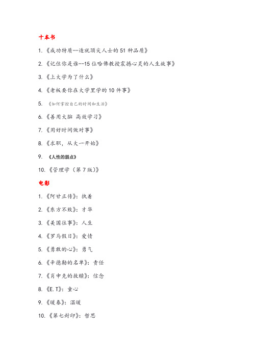 大学应该看的10本书10部电影