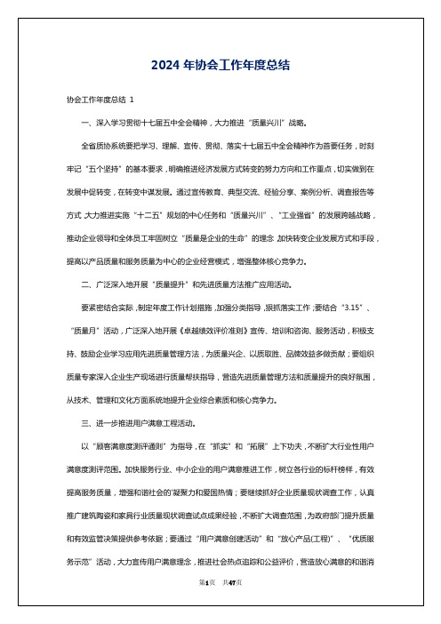 2024年协会工作年度总结