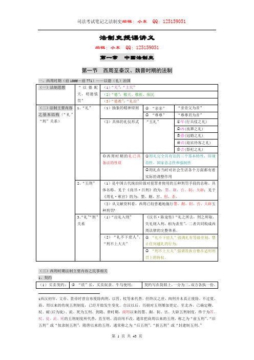 法制史完美笔记司考必看