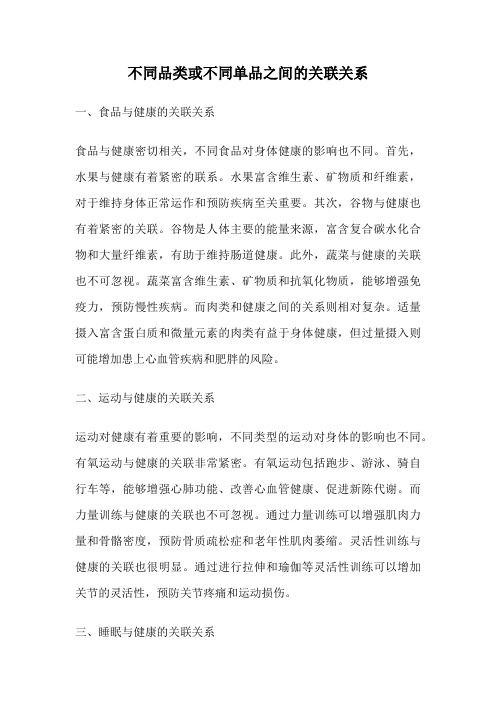 不同品类或不同单品之间的关联关系