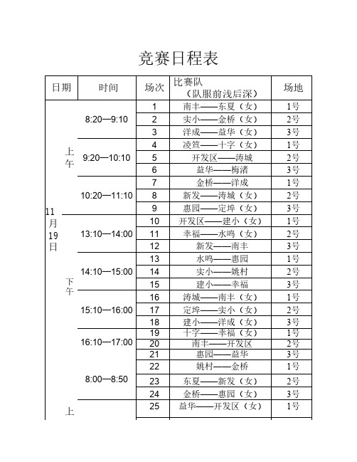 郎溪县第二届小学生篮球赛日程表