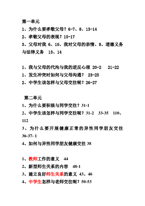 初二上册政治主要简答题