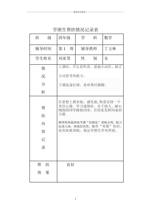 学困生帮扶情况记录表精编版