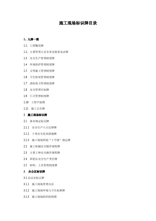 项目部施工现场标识牌