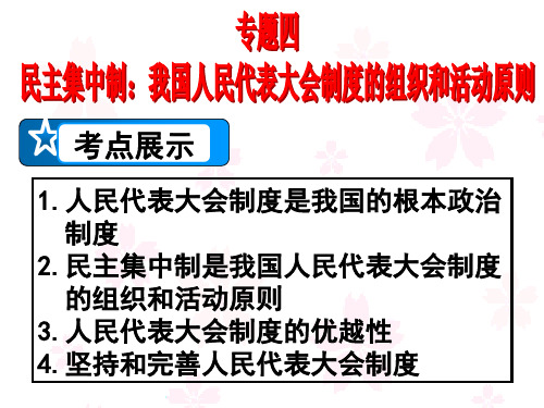 高三历史_选修3 专题四  民主集中制：我国人民代表大会制度的组织和活动原则(共12张PPT)