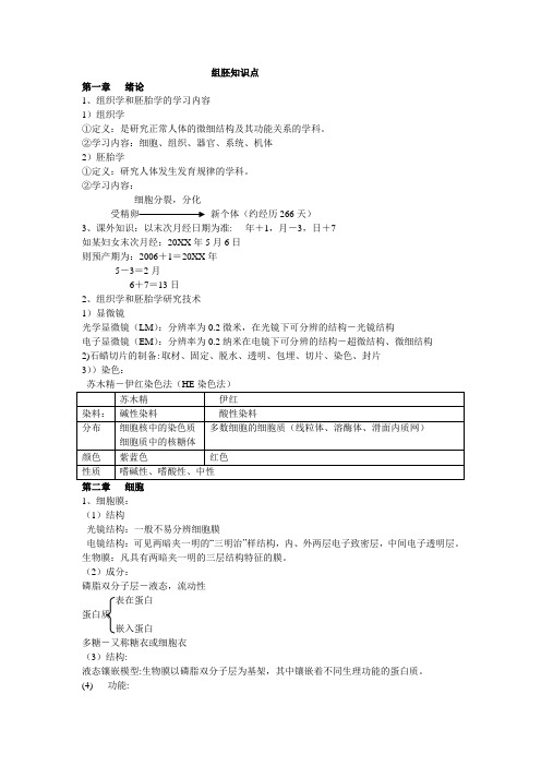 组胚知识点