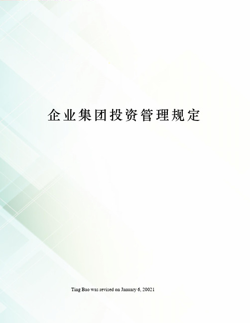 企业集团投资管理规定