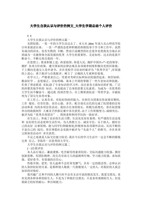 大学生自我认识与评价的例文_大学生学期总结个人评价