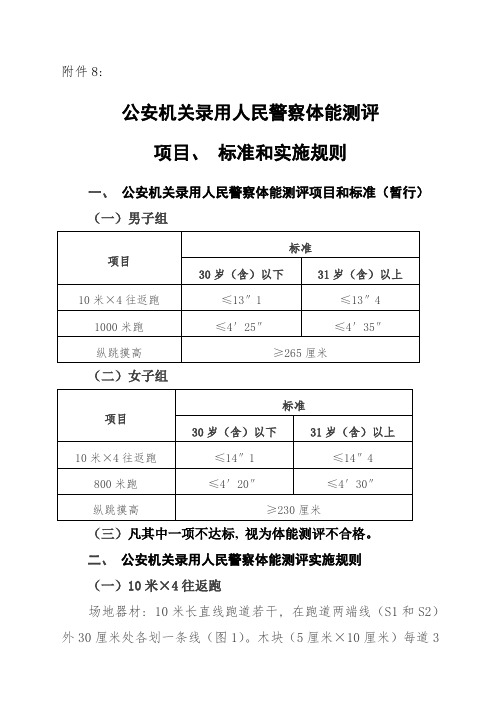 公安机关录用人民警察体能测评项目标准和实施规则