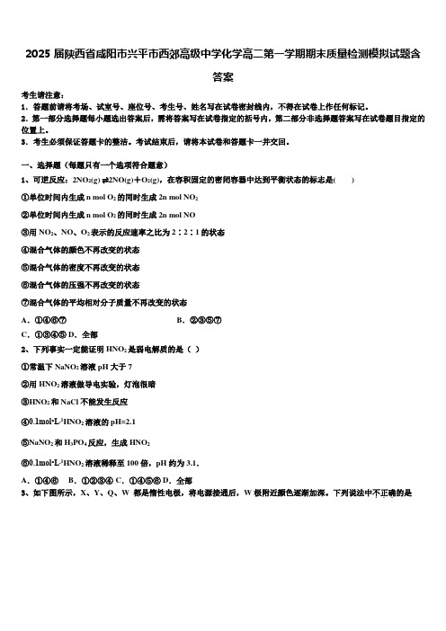 2025届陕西省咸阳市兴平市西郊高级中学化学高二第一学期期末质量检测模拟试题含答案