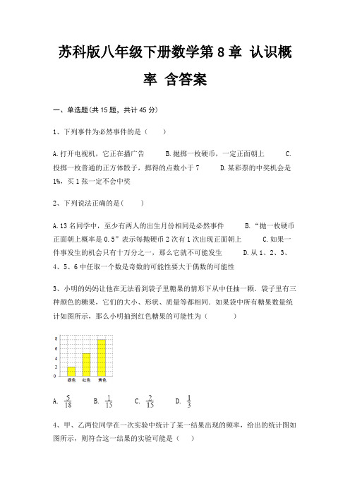 苏科版八年级下册数学第8章 认识概率 含答案