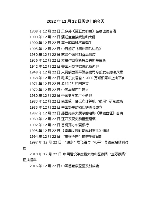 2022年12月22日历史上的今天