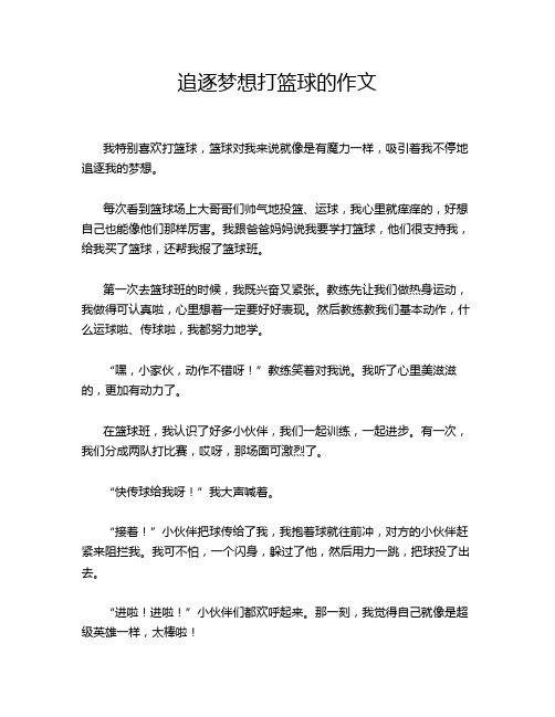 追逐梦想打篮球的作文