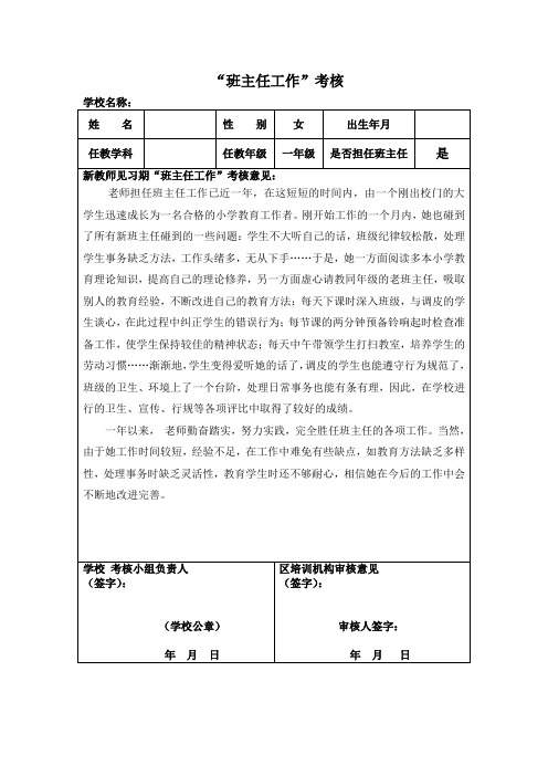 班主任考核表格