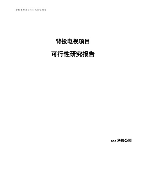 背投电视项目可行性研究报告