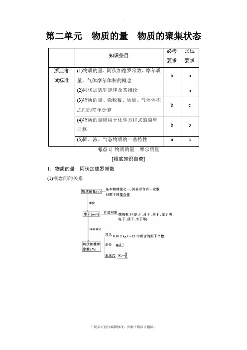 2021高考浙江(选考)化学一轮复习讲义： 专题1 第2单元 物质的量 物质的聚集状态