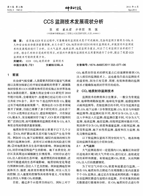 CCS监测技术发展现状分析