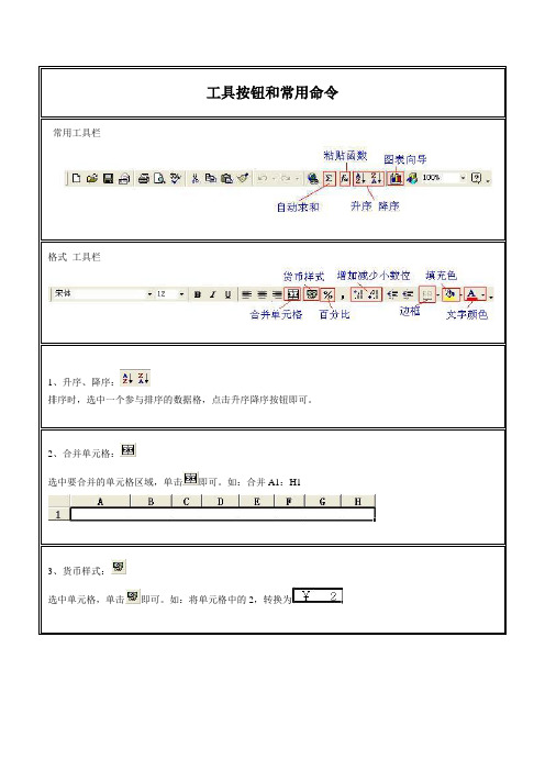 excel2003工具按钮和常用命令