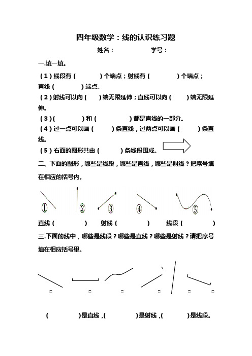 北师大版四年级数学上册线的认识练习题