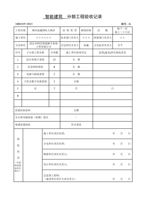 2019年智能建筑验收资料.doc